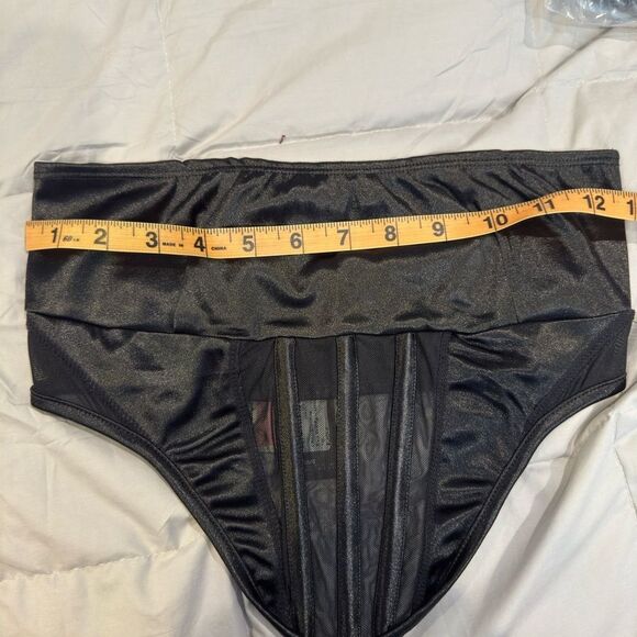 Black Mesh Panel Cropped Corset Bandeau Top in US SIZE 2 - Picture 8 of 10